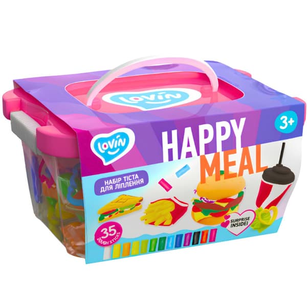 Set med färgglad lekdeg i Happy Meal Box Tillbehör Formar Kavel 41137