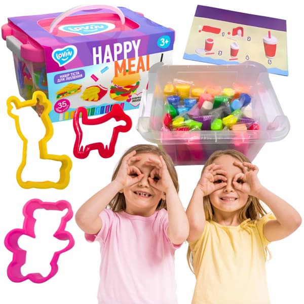 Set med färgglad lekdeg i Happy Meal Box Tillbehör Formar Kavel 41137