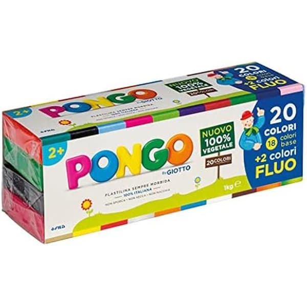 Pongo modelllera 1 kg 20 färger - GIOTTO - Vegetabilisk plastilin - Utvecklar psykomotoriska färdigheter