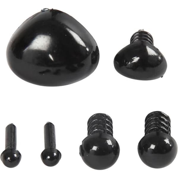 Sortiment ögon och näsor - Svart - 3 till 14 mm - 60 pcs