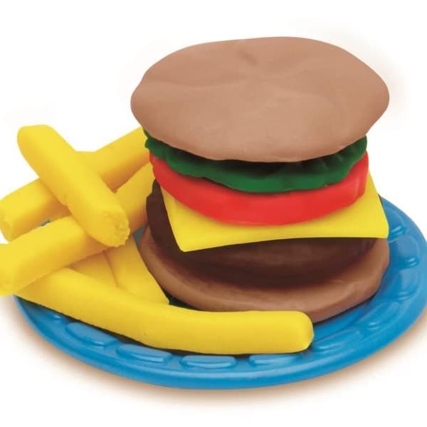 Play-Doh Burger Party, Playdoh Kitchen modelllera set, Tillbehör för att skapa hamburgare och korv, från 3 år och uppåt