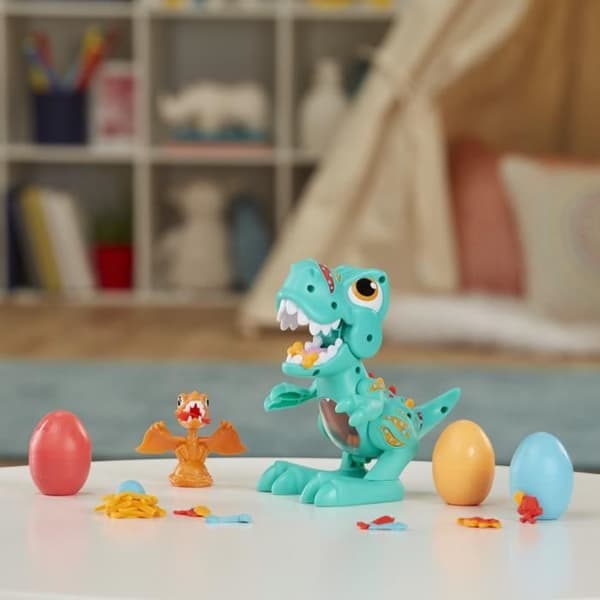 Play-Doh Dino Crew, Croque Dino, leksak för barn med dinosaurieljud, 3 Play-Doh-ägg modelllera, från 3 år och uppåt