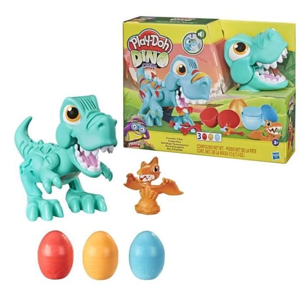Play-Doh Dino Crew, Croque Dino, leksak för barn med dinosaurieljud, 3 Play-Doh-ägg modelllera, från 3 år och uppåt
