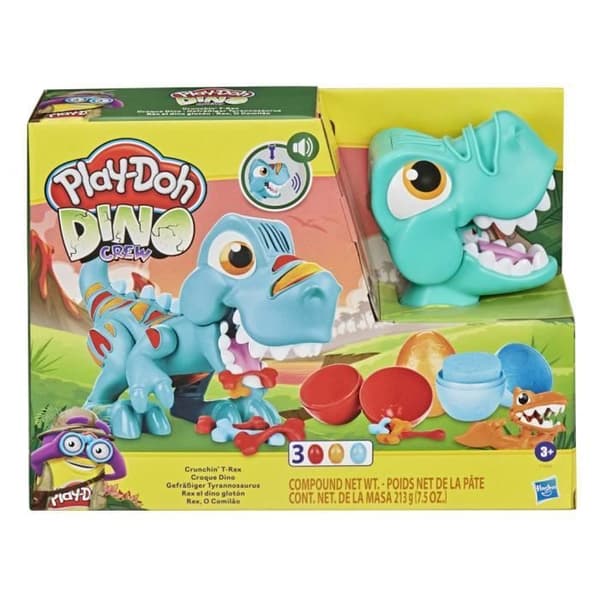 Play-Doh Dino Crew, Croque Dino, leksak för barn med dinosaurieljud, 3 Play-Doh-ägg modelllera, från 3 år och uppåt
