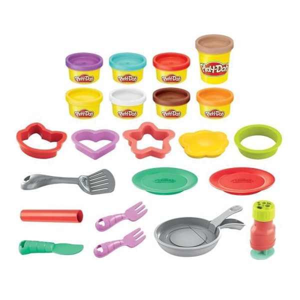 PLAYDOH Friterade pannkakor, Kitchen Creations, 14 stycken med 8 kastruller med deg, för barn, från 3 år