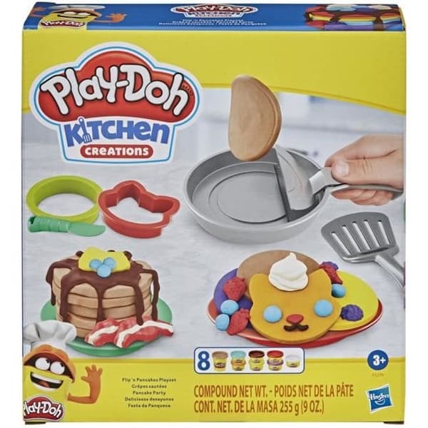 PLAYDOH Friterade pannkakor, Kitchen Creations, 14 stycken med 8 kastruller med deg, för barn, från 3 år