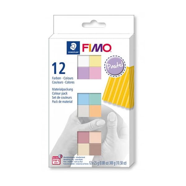 Pastelllera kit - FIMO - Set med 12 block att baka i ugnen - Mjuk och flexibel - Diverse färger