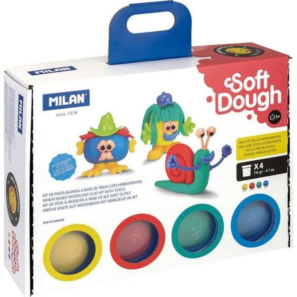 Kreativ leksak - MILAN - Monsieur Heureux Modeling Dough Box - Barn 3 år och uppåt - Flerfärgad och blå