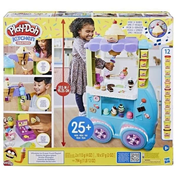 PlayDoh Giant glassbil, Kitchen Creations box set, 27 tillbehör, 12 krukor med modelllera, realistiska ljud, från 3 år
