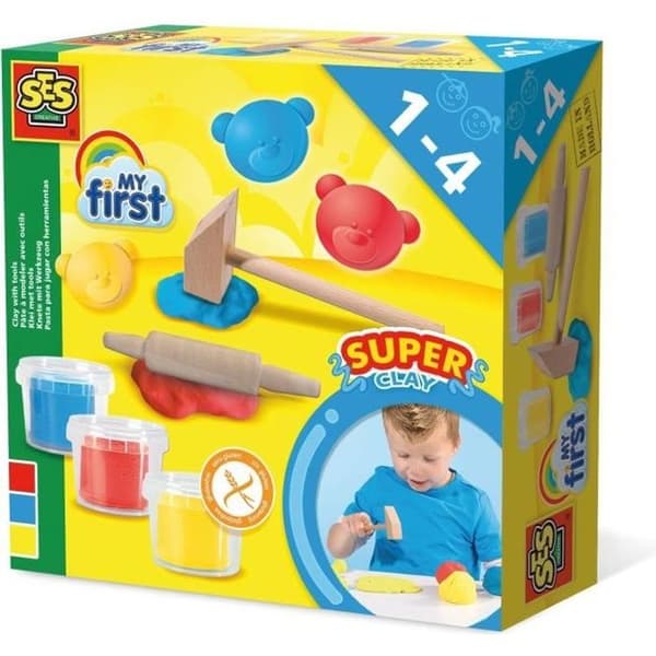 SES CREATIVE Modelllera med verktyg - 3 x 90 g