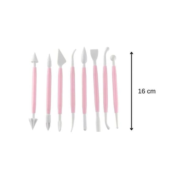 Set med formverktyg - Zenker - Godis - 8 dubbeländade verktyg - Sockerpasta - Mandelpasta