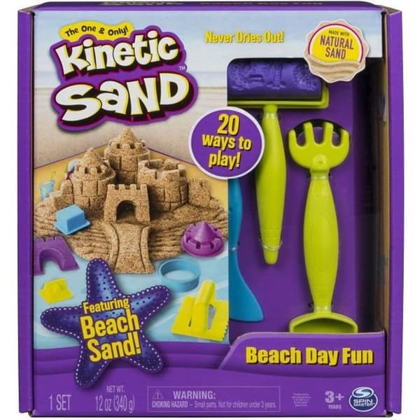 BEACH BOX 340G + 9 TILLBEHÖR - KINETISK SAND - MAGISK SAND - Leksak 3 år gammal