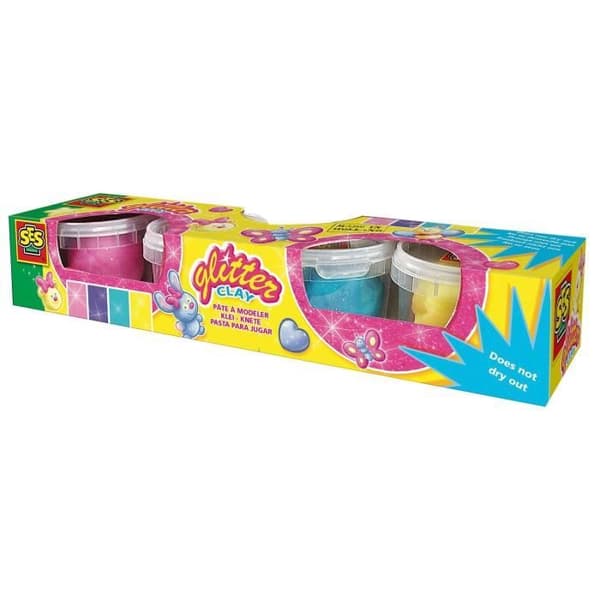 SES CREATIVE Set med 4 glittermodellpastor - 90g