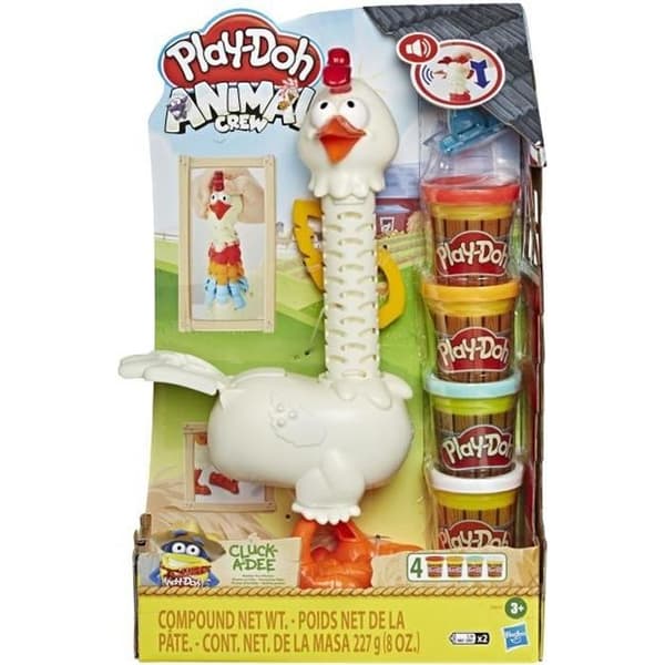 PLAY-DOH - Animal Crew Set med 4 krukor modelldeg - Crazy Feathers - Flerfärgad