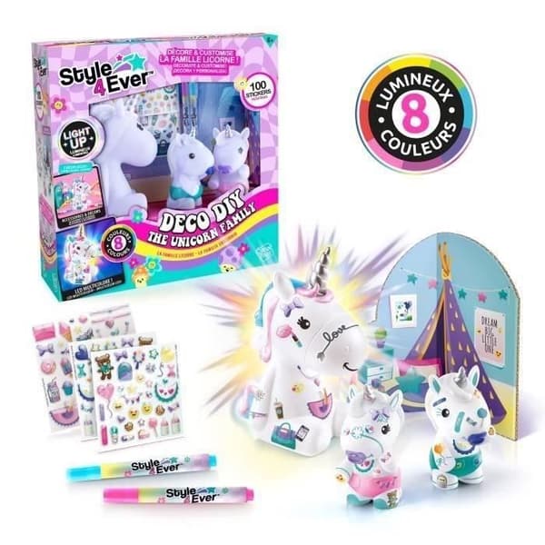 Canal Toys - Enhörningsfamiljen, lysande enhörningsmamma och två bebisfigurer att dekorera - OFG 287