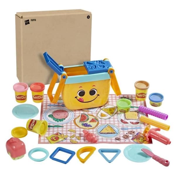 Play-doh Picnic of Shapes, Förskola modelleringslera spel, 6 krukor med modelllera, Från 3 år, Icke-kommersiell förpackning