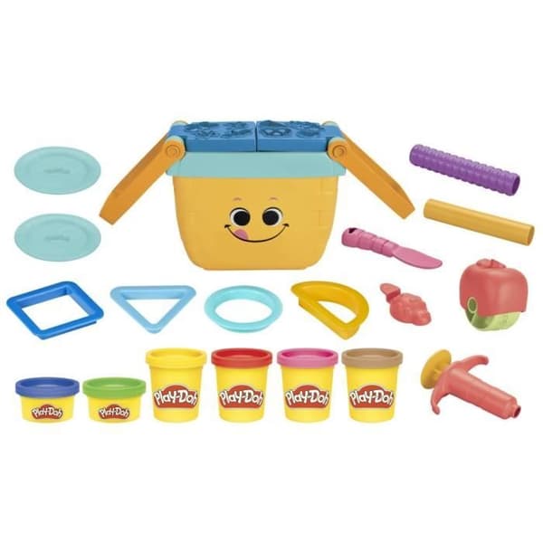 Play-doh Picnic of Shapes, Förskola modelleringslera spel, 6 krukor med modelllera, Från 3 år, Icke-kommersiell förpackning