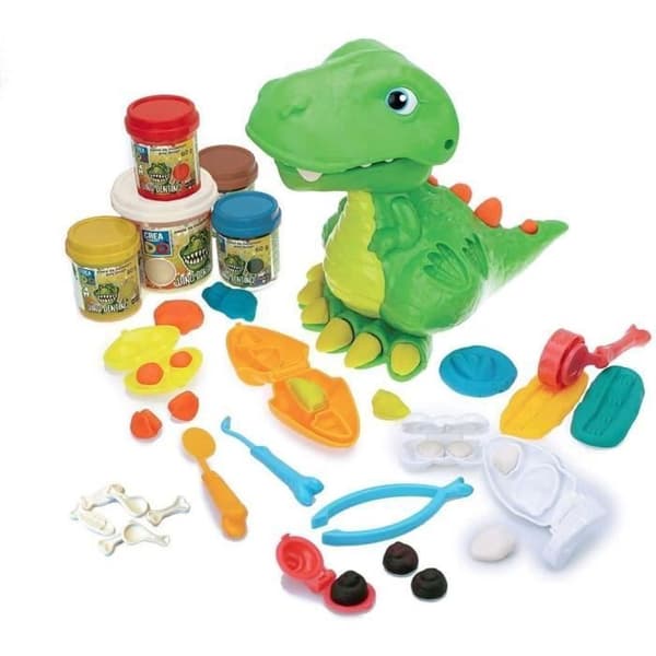 Dino Dentino Set med Modelleringsdeg - DINO - Dino Dentino 3D Dinosaurie Set - Modelleringsdegspel - Flerfärgad