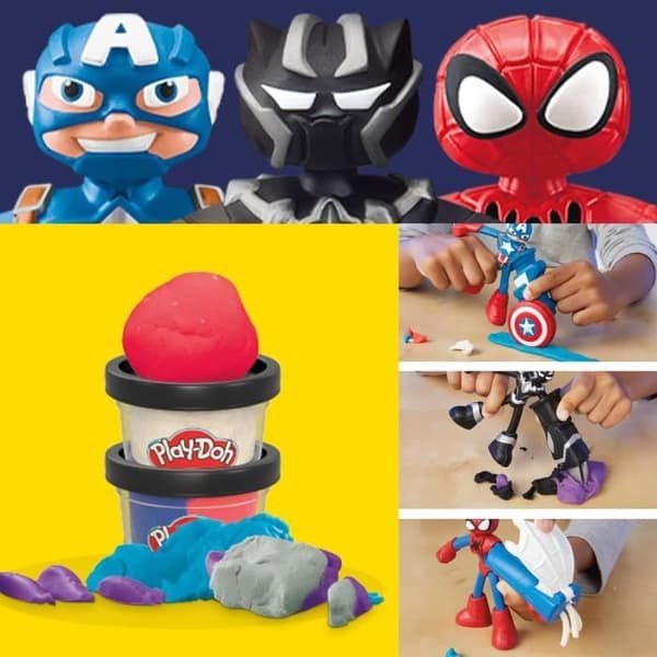 Kreativt pyssellåda - Play-Doh - Marvel - Superhjältar - Flexibla figurer - 170 g modellera