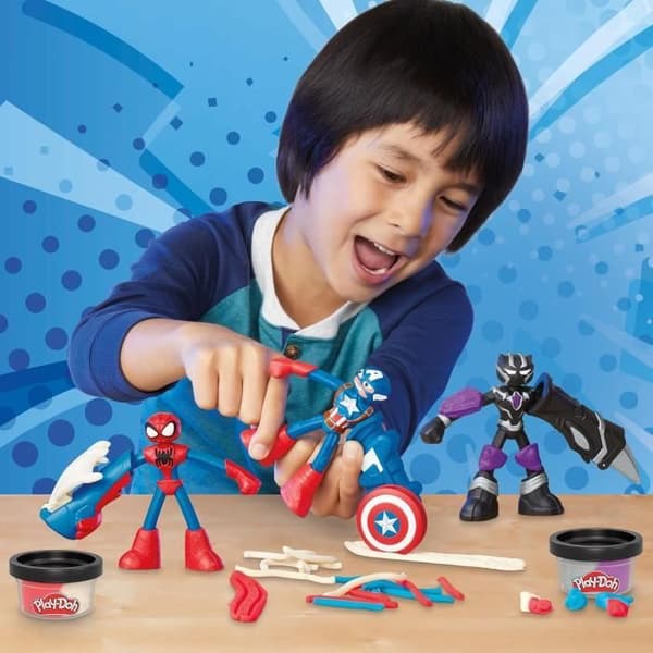 Kreativt pyssellåda - Play-Doh - Marvel - Superhjältar - Flexibla figurer - 170 g modellera
