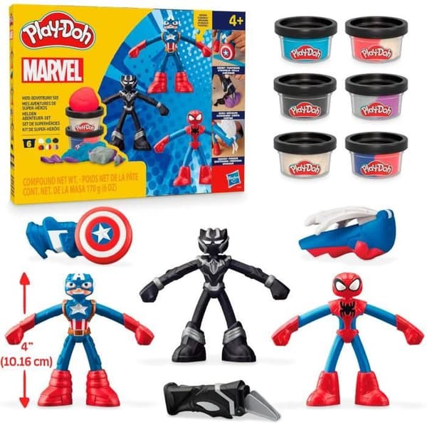 Kreativt pyssellåda - Play-Doh - Marvel - Superhjältar - Flexibla figurer - 170 g modellera