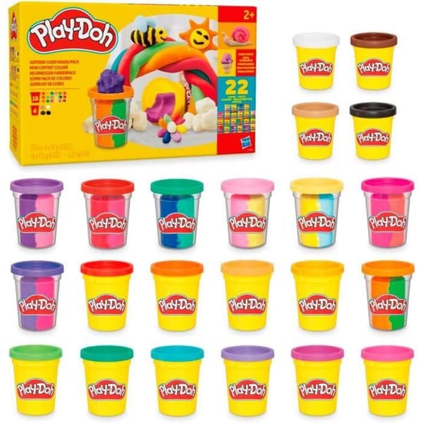Kreativ leksak - Play-Doh - Min färgglada låda - 22 burkar - 30 lysande färger - Från 2 år