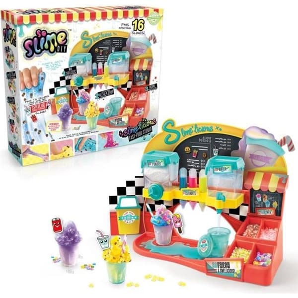 Snabbmatsdoftande slime factory - CANAL TOYS - Slimelicious Factory - 16 färgade och doftande slimes