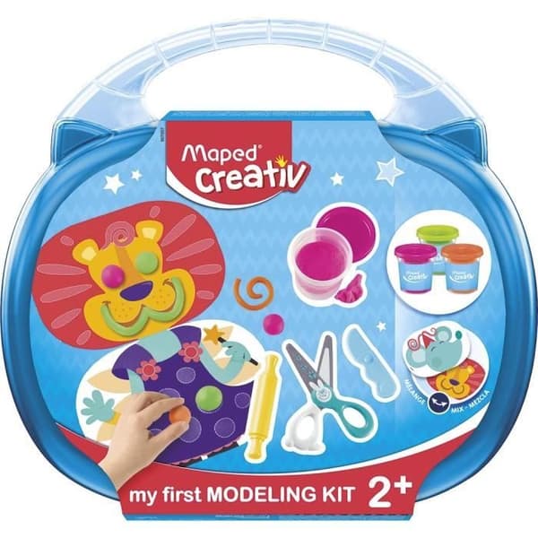 MAPED CREATIV - Min första modelllera - Mus och lejon att dekorera - Återanvändbar resväska