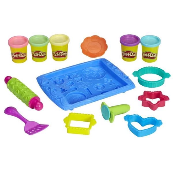 Play-Doh Party Cookies, modelllerask, 10 låtsaskökstillbehör, kreativa hobbyer, från 3 år
