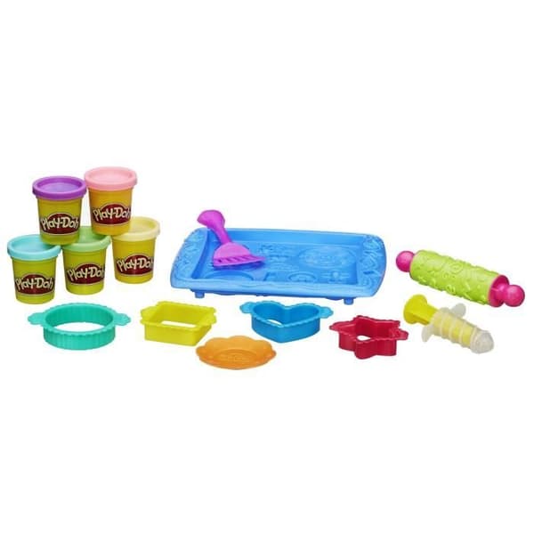 Play-Doh Party Cookies, modelllerask, 10 låtsaskökstillbehör, kreativa hobbyer, från 3 år