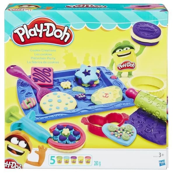 Play-Doh Party Cookies, modelllerask, 10 låtsaskökstillbehör, kreativa hobbyer, från 3 år