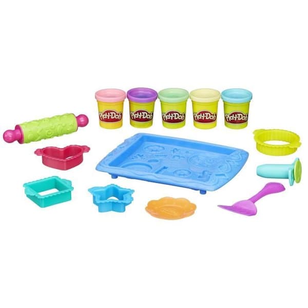 Play-Doh Party Cookies, modelllerask, 10 låtsaskökstillbehör, kreativa hobbyer, från 3 år