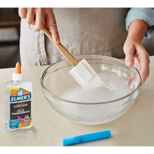 ELMER'S Mini Slime Making Kit, 1 flaska genomskinligt lim, 2 blå och gröna glitterlimpennor, 1 flaska magisk vätska