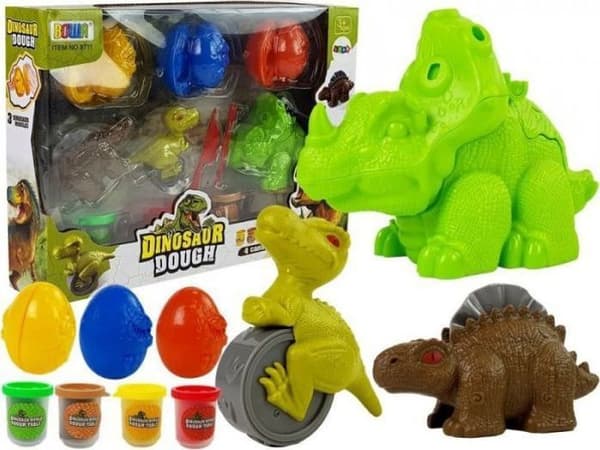 Lean sport - 8523-uniw - Modellera, dinosaurieggformar, 12 delar, 4 färger