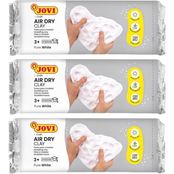 Set med 3 block av modelllera - Självhärdande - Vit - 500g - Jovi