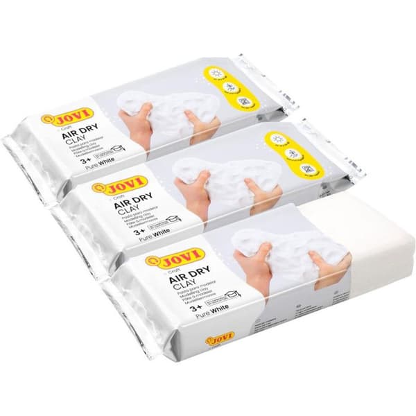 Set med 3 block av modelllera - Självhärdande - Vit - 500g - Jovi