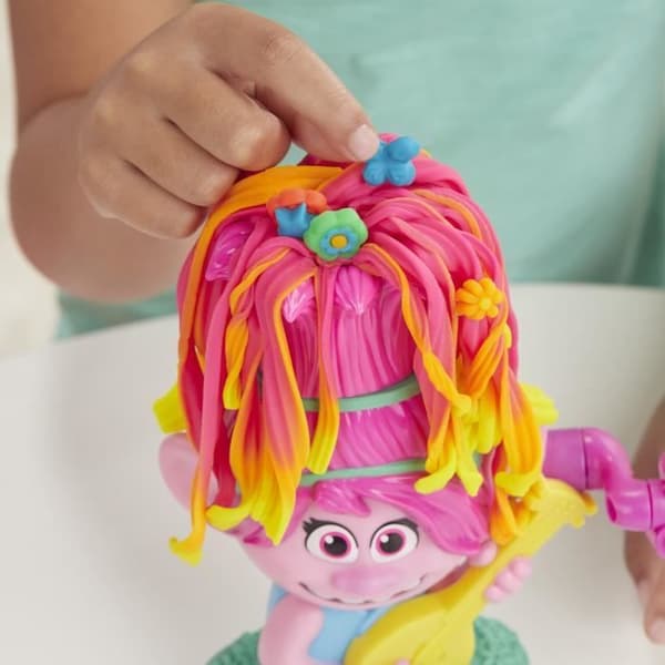 PLAY-DOH - Trolls 2: World Tour - Poppy Rainbow Hair - leksak med 6 färger av deg - Hjältarna