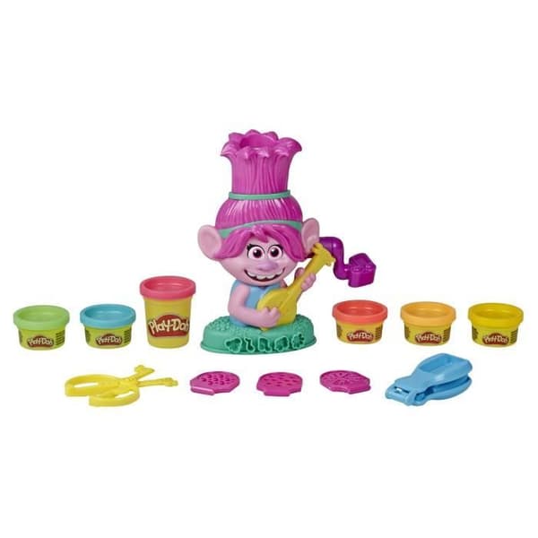 PLAY-DOH - Trolls 2: World Tour - Poppy Rainbow Hair - leksak med 6 färger av deg - Hjältarna