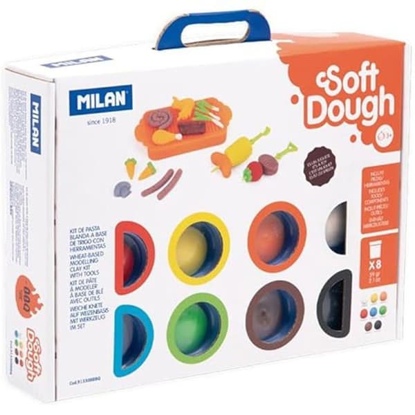 Mjuk deg - MILAN - "Barbecue" verktyg - 8 färger - 13 delar - Barns kreativitet