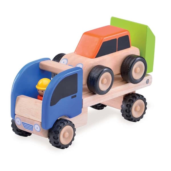 Mini trailer med leksaksbil - träleksaker från Wonderworld toys