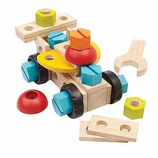 Byggsats - trämekano i 40 delar - träleksaker från Plantoys