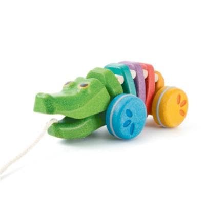 Regnbågskrokodil - dragleksak av trä från Plantoys