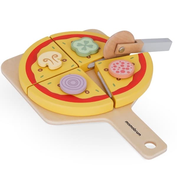 Mamab rommi, puinen pizzaleivossarja, puinen pizzauuni, pizzaviipaleet, viipaleet eri ainesosista, pizzalapio, siirrettävä pizzaleikkuri...