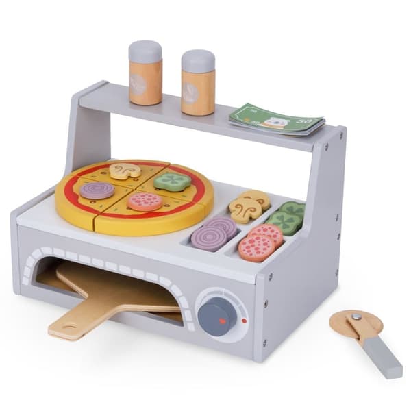 Mamab rommi, puinen pizzaleivossarja, puinen pizzauuni, pizzaviipaleet, viipaleet eri ainesosista, pizzalapio, siirrettävä pizzaleikkuri...
