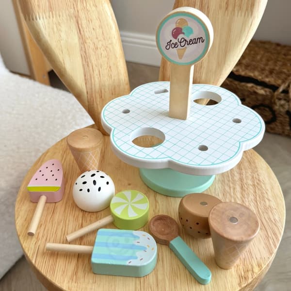 TOOKY TOY magneettinen puujäätelö jalustalla