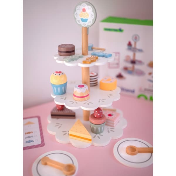 TOOKY TOY Söt Bricka Träställ Cupcakes Cakes