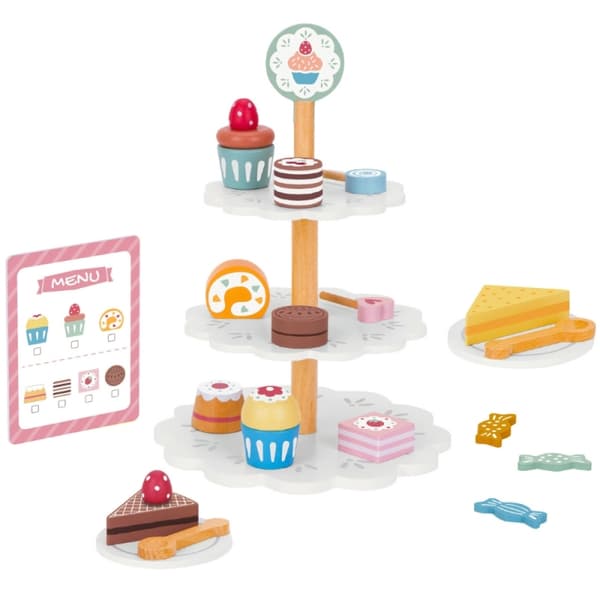 TOOKY TOY Söt Bricka Träställ Cupcakes Cakes