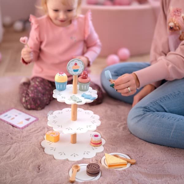 TOOKY TOY Söt Bricka Träställ Cupcakes Cakes