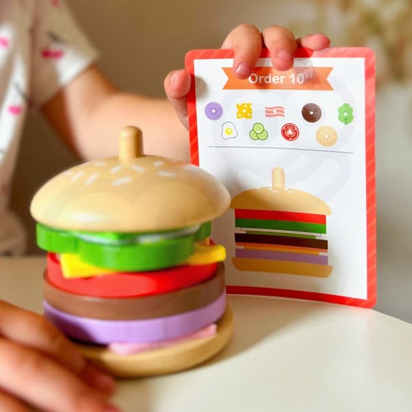 WOOPIE GREEN Burger Restaurant Puslespil i træ til børn 15 stk. FSC-certifikat