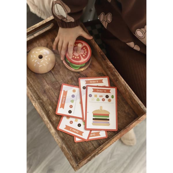 WOOPIE GREEN Burger Restaurant Puslespil i træ til børn 15 stk. FSC-certifikat
